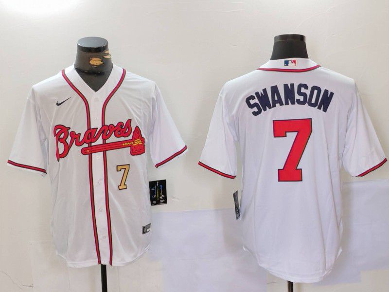 Men Atlanta Braves #7 Swanson White Game 2024 Nike MLB Jersey style 4->green bay packers->NFL Jersey